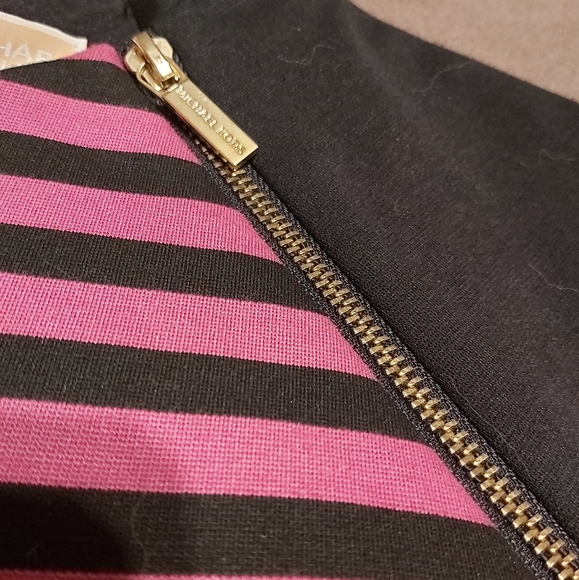 Pink and black Michael Kors Striped Ponte Dress - Picture 3 of 7